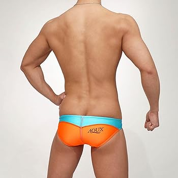  　メンズ　ロゴ入り　スイムウェア　水着 Amazon.co.jp: M オレンジ AQUX/アックス ZIp Bikinis 